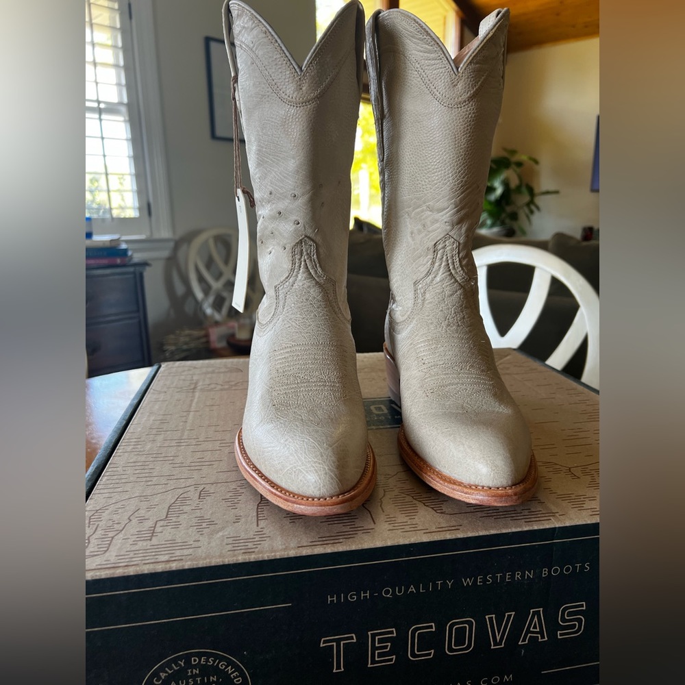 Women’s TECOVAS Chloe Pearl Ostrich Leather Cowgirl Boots Brand New - Picture 5 of 12